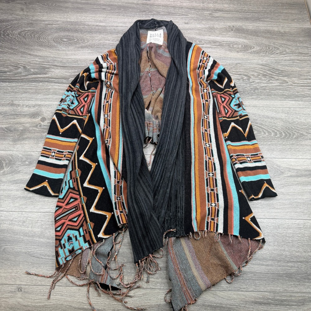 Billabong Cardigan Womens Large Southwestern Aztec Fringe Boho Geometric Sweater